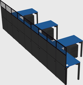 Shared l-shaped cubicle