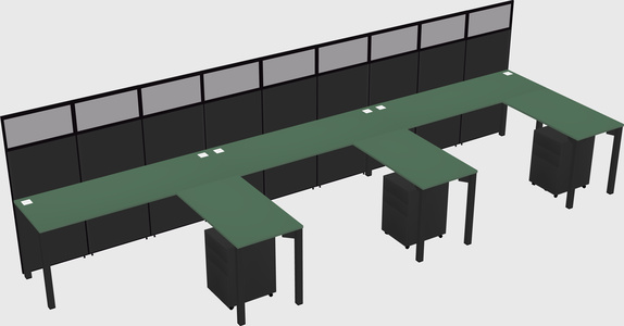 Shared l-shaped cubicle