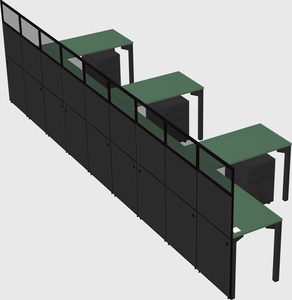 Shared l-shaped cubicle