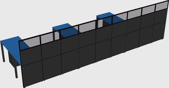 Shared l-shaped cubicle