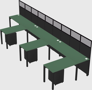 Shared l-shaped cubicle