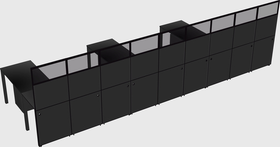 Shared l-shaped cubicle