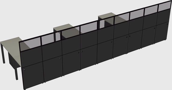 Shared l-shaped cubicle