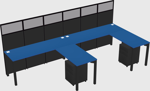 Shared l-shaped cubicle