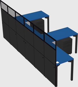 Shared l-shaped cubicle