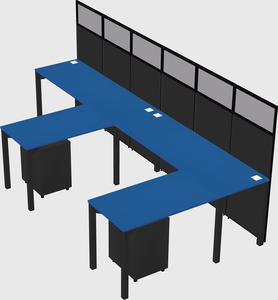 Shared l-shaped cubicle