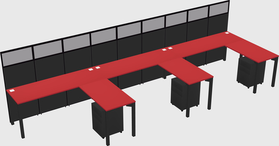 Shared l-shaped cubicle