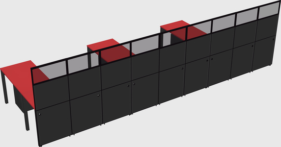 Shared l-shaped cubicle
