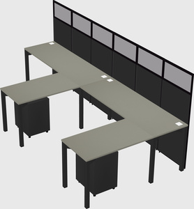 Shared l-shaped cubicle