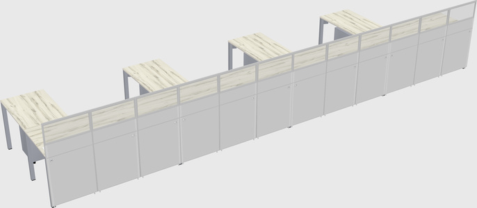 Shared l-shaped cubicle