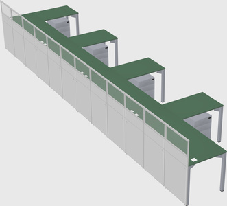 Shared l-shaped cubicle