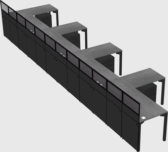 Shared l-shaped cubicle