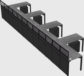Shared l-shaped cubicle