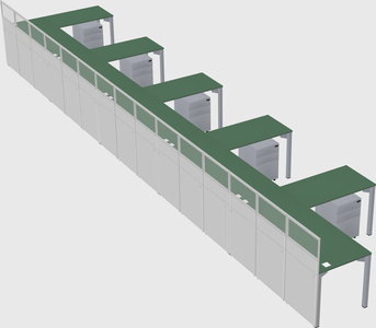 Shared l-shaped cubicle