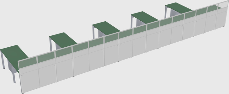 Shared l-shaped cubicle