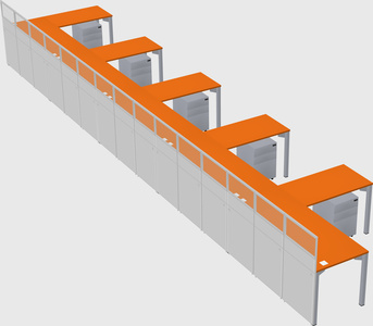 Shared l-shaped cubicle