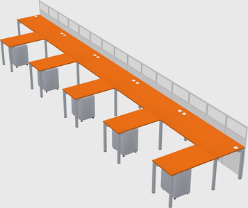 Shared l-shaped cubicle