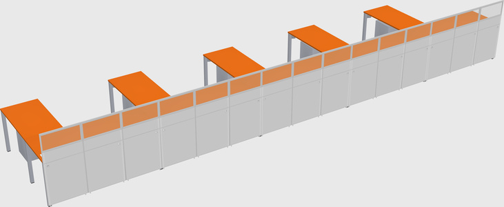 Shared l-shaped cubicle