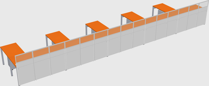 Shared l-shaped cubicle