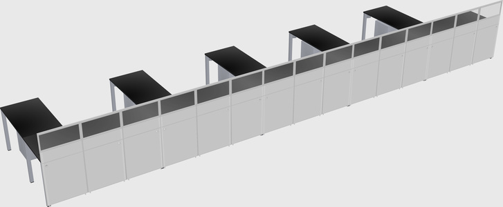 Shared l-shaped cubicle