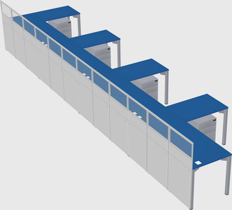 Shared l-shaped cubicle