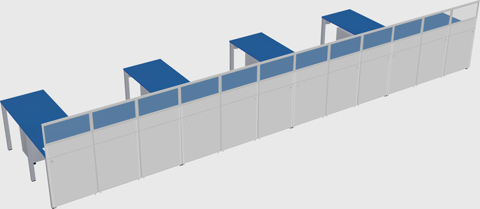 Shared l-shaped cubicle