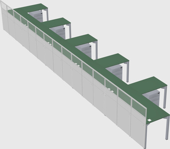 Shared l-shaped cubicle