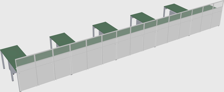 Shared l-shaped cubicle