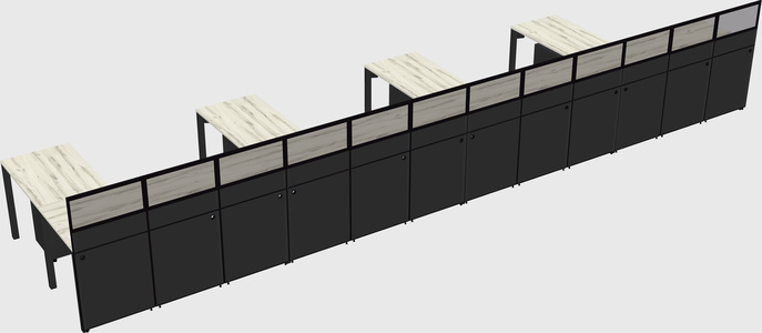 Shared l-shaped cubicle