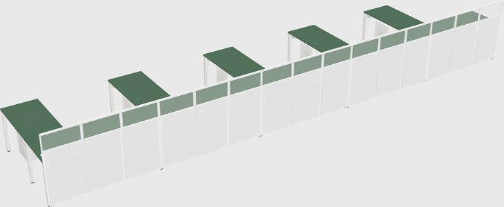 Shared l-shaped cubicle