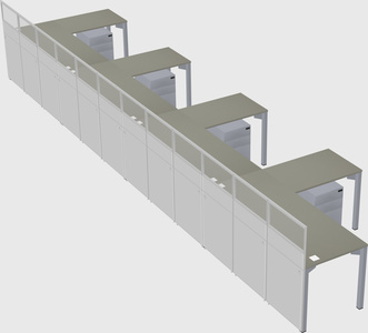 Shared l-shaped cubicle