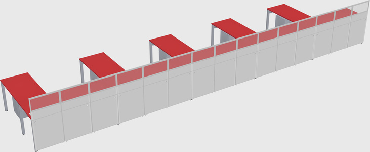 Shared l-shaped cubicle