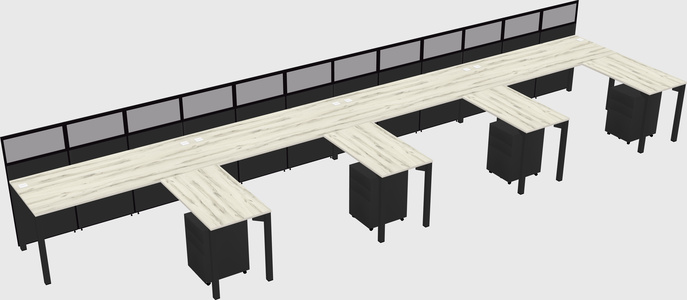 Shared l-shaped cubicle