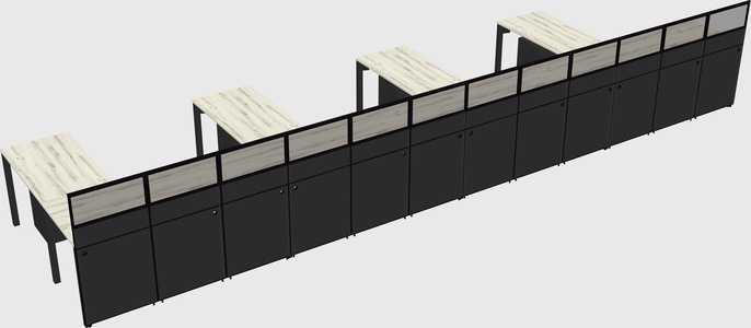 Shared l-shaped cubicle