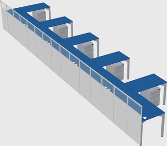 Shared l-shaped cubicle