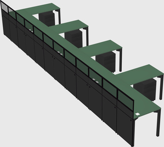 Shared l-shaped cubicle
