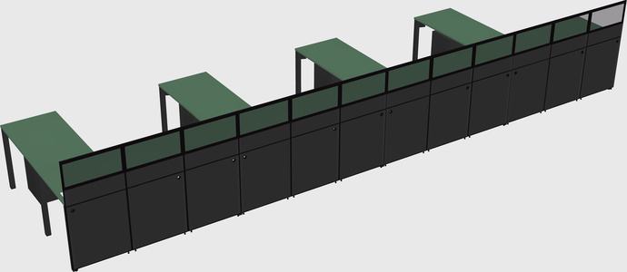 Shared l-shaped cubicle