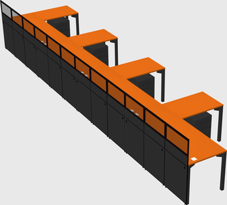 Shared l-shaped cubicle