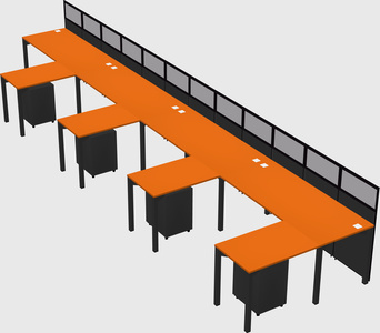 Shared l-shaped cubicle