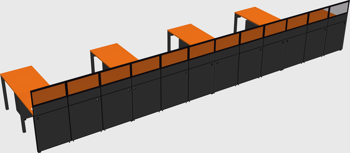 Shared l-shaped cubicle