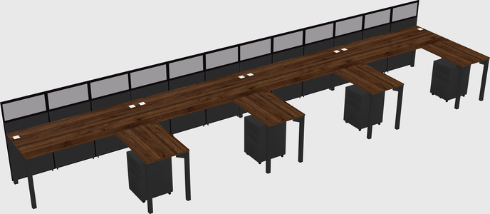 Shared l-shaped cubicle