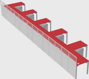 Shared l-shaped cubicle