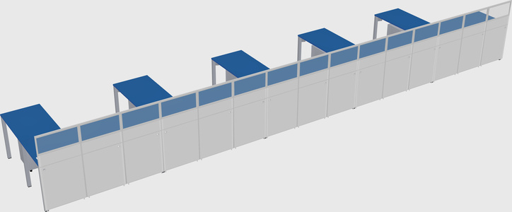 Shared l-shaped cubicle