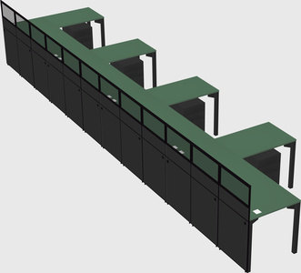 Shared l-shaped cubicle