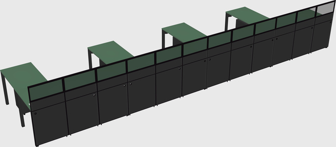 Shared l-shaped cubicle