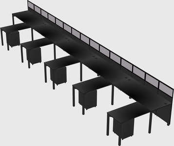 Shared l-shaped cubicle