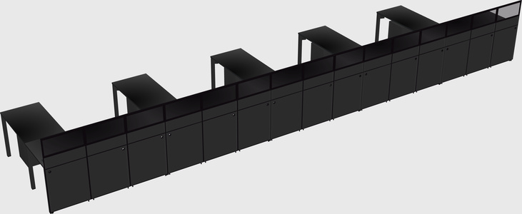 Shared l-shaped cubicle