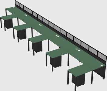 Shared l-shaped cubicle