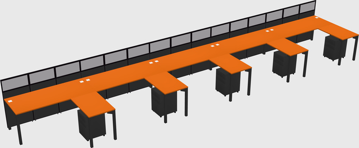 Shared l-shaped cubicle