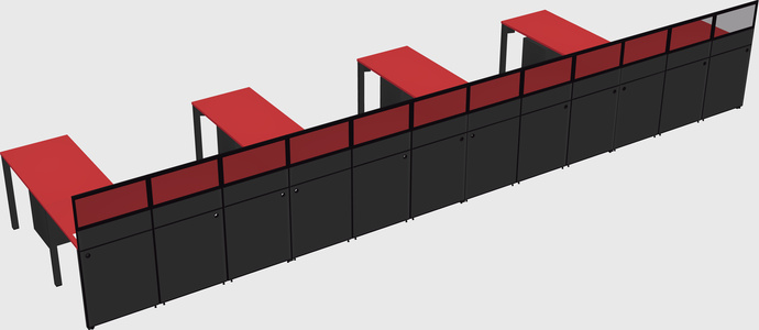 Shared l-shaped cubicle